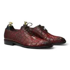 100% Handmade Goodyear Welted Alligator Print Whole Cut Leather Shoes For Men's