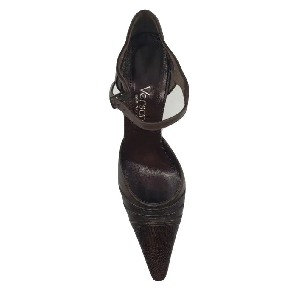 2542 Nappa Lizard Brown Leather Versani Pumps