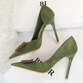 Amozae-     2024 Women 10.5cm High Heels Green Pumps Lady   Luxury Designer Bride Heels Prom Fetish Buckle Scarpins Plus Size 43 Shoes