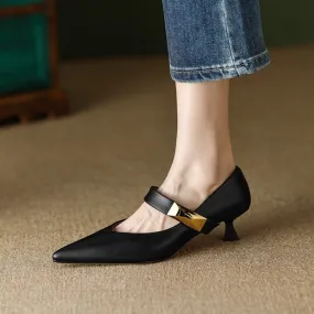 Amozae NEW Spring Shoes for Women Pointed Toe Thin Heel Women Pumps Split Leather High Heels Women Stiletto Heels Rivet Handmade Shoes