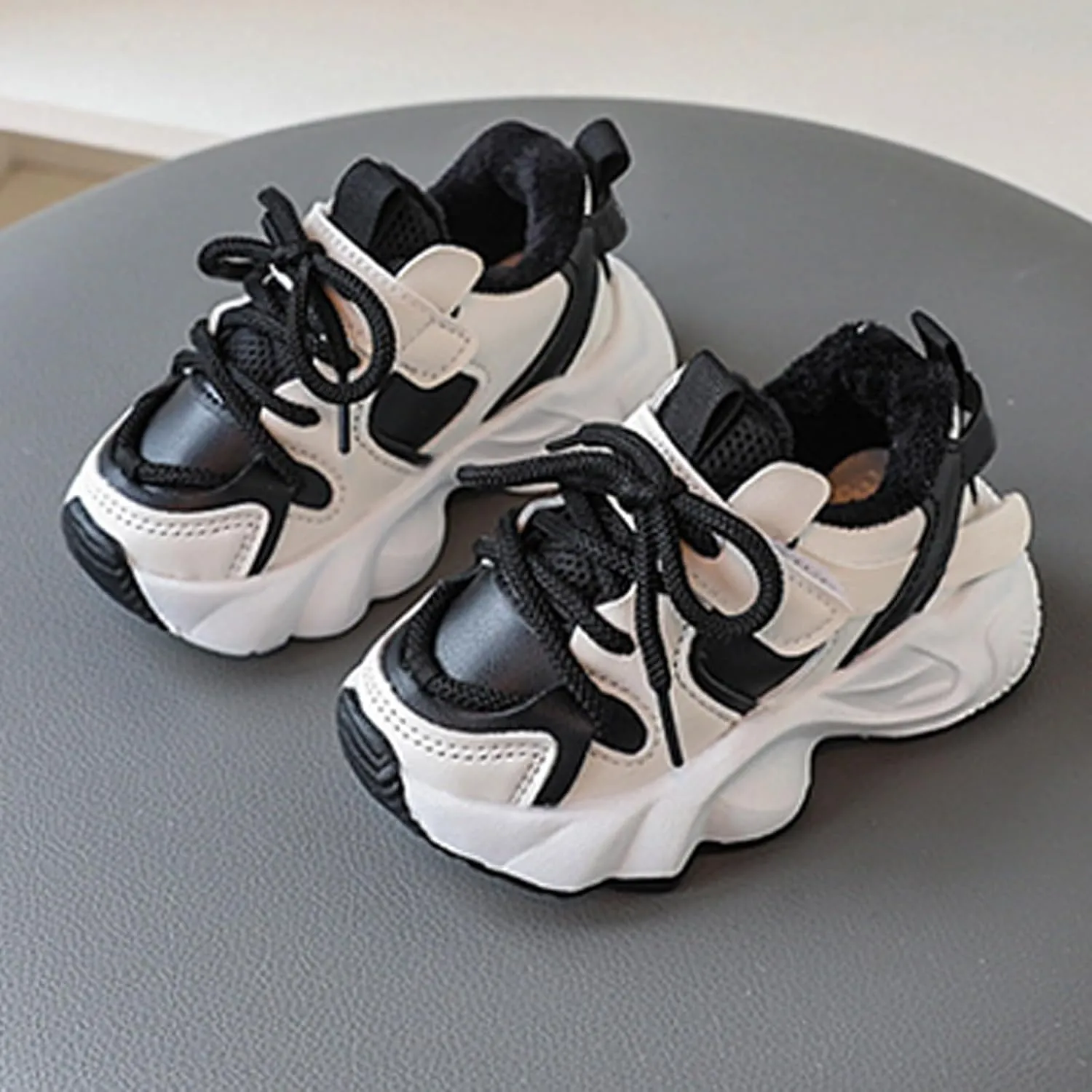 Baby Boys Girls Breathable Casual Sneakers Outdoor Sports Lace-Up Chunky Platform Running Tennis Shoes for Kids