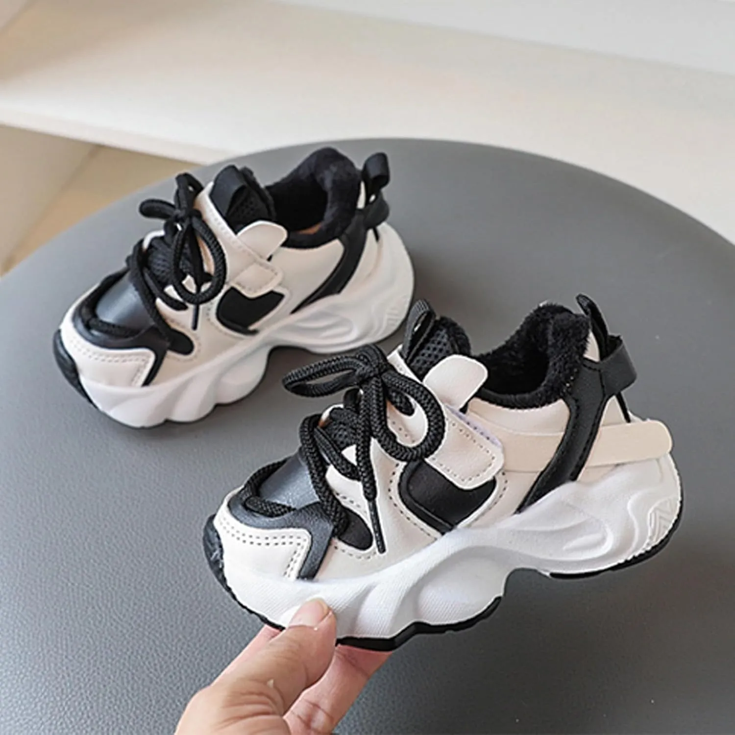 Baby Boys Girls Breathable Casual Sneakers Outdoor Sports Lace-Up Chunky Platform Running Tennis Shoes for Kids