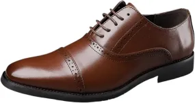 Black Mens Lace Up Business Casual Shoes Oxford Formal Cap Toe Shoes for Business Casual Formal