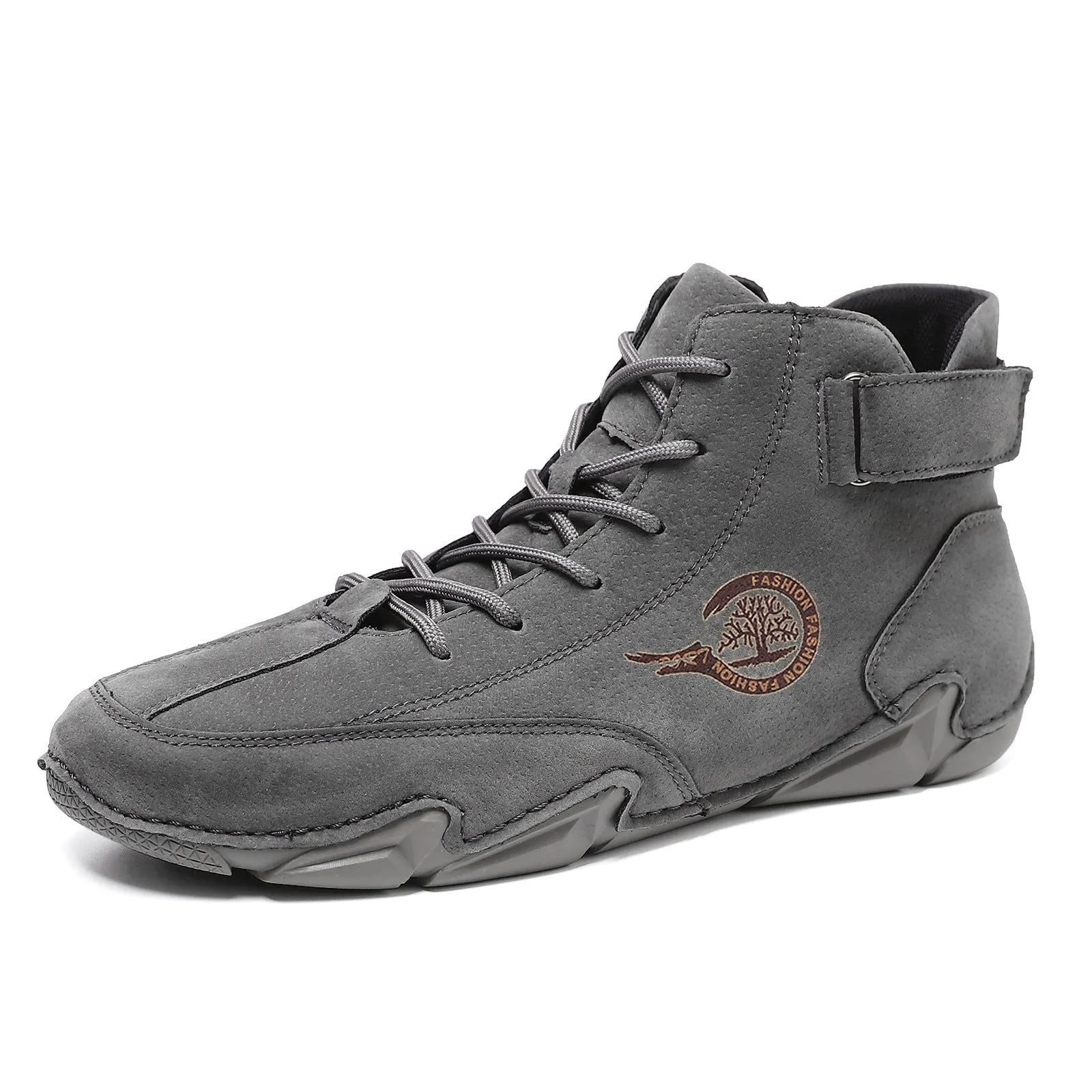 Bootara Men's High-Top Winter Suede Martin Boots Handmade Casual Boots