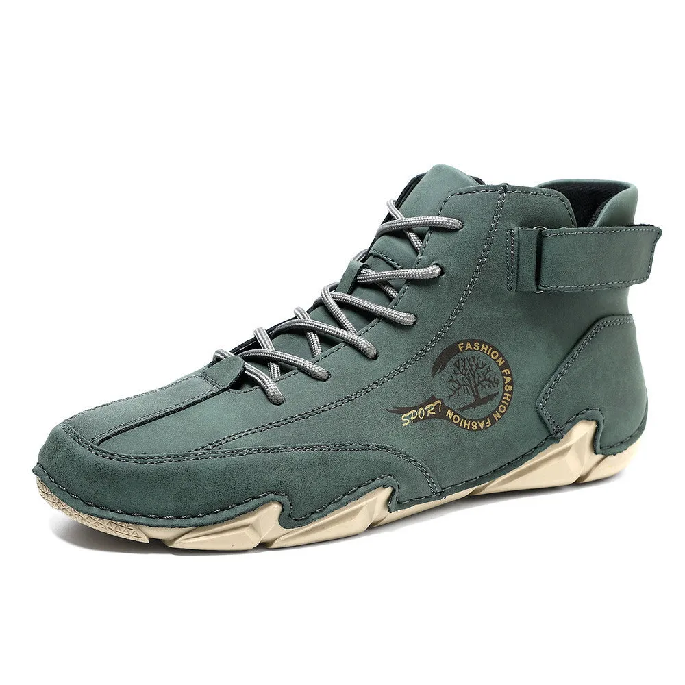 Bootara Men's High-Top Winter Suede Martin Boots Handmade Casual Boots