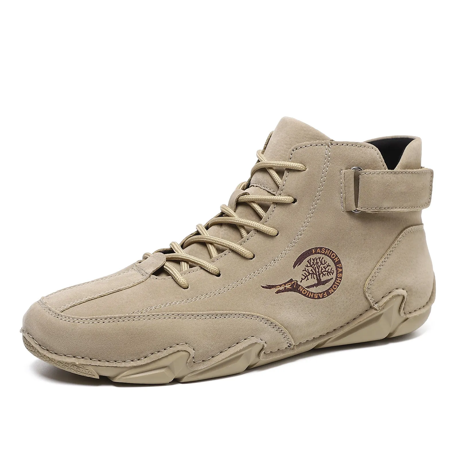 Bootara Men's High-Top Winter Suede Martin Boots Handmade Casual Boots