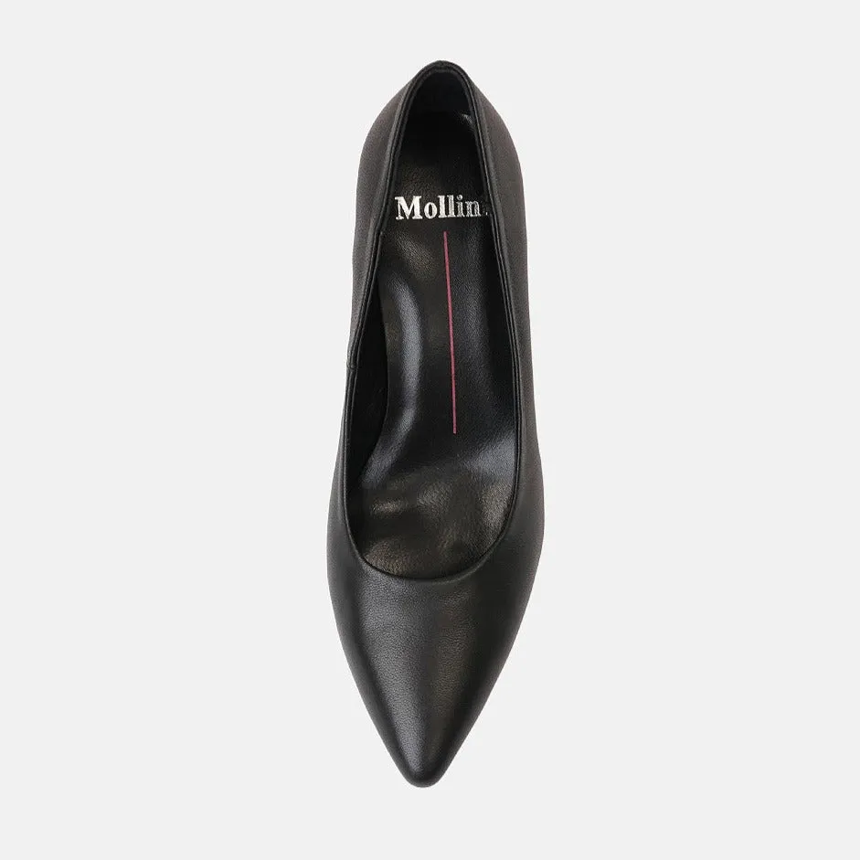 Charli Black Leather Heels