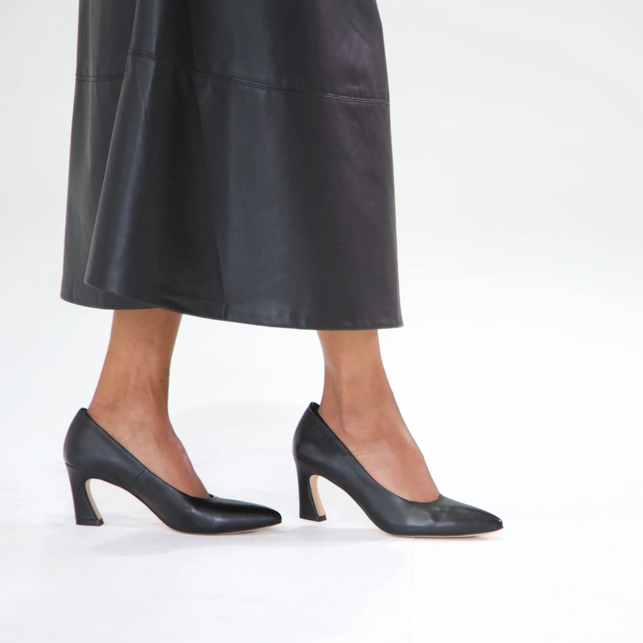 Charli Black Leather Heels