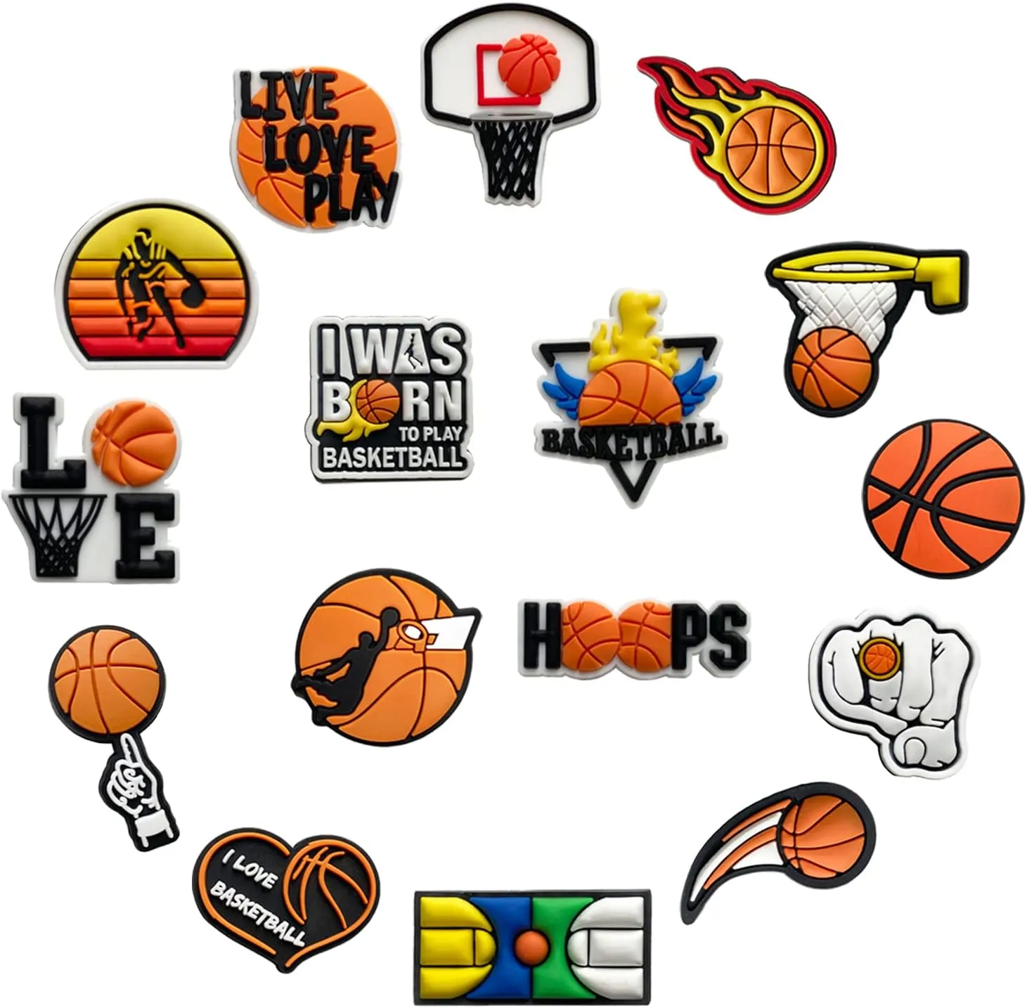 DOUB Clever Basketball Shoe Charms for Croc, Sports Baseball Soccer Football Shoe Accessories Pack for Boys and Girls Party Favor Gift (A)