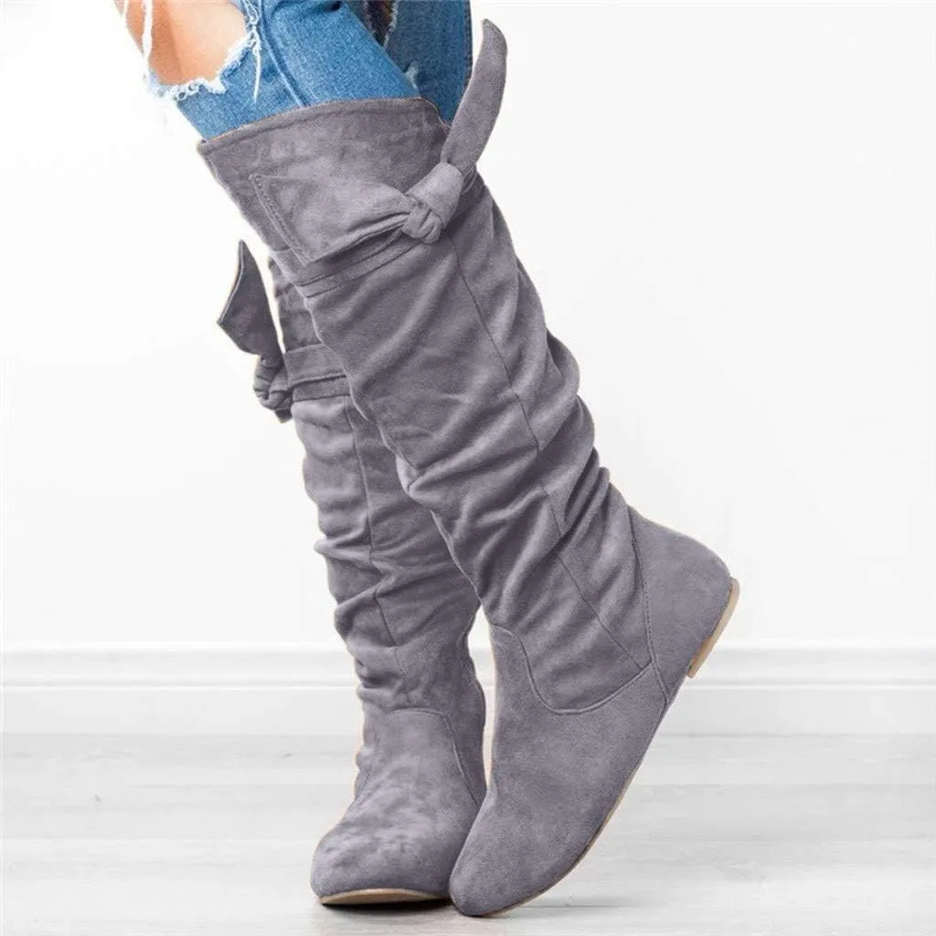 Eduavar Cowboy Boots for Women Cowboy Style, Cowboy Boots for Women Wide Calf Flat Heel Boots Fashion Round Toe Leather Boots