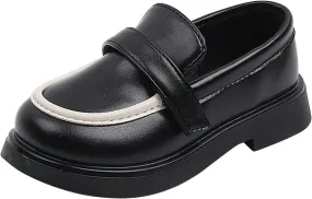 EnJoCho Kids Sport Shoes Toddler Boys Girls Dress Shoes PU Leather Wedding School Loafer Flats Boys Dress Shoes (Black, 22)