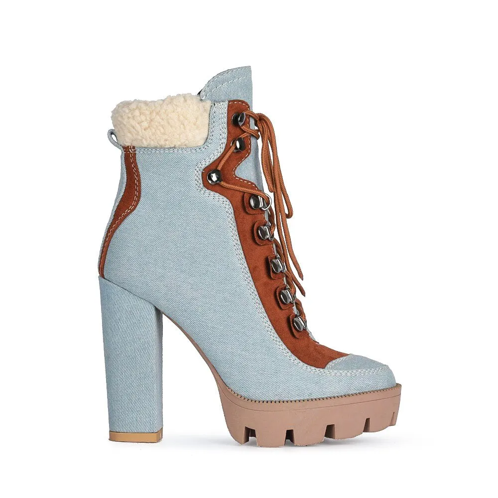 Fashion Platform Ankle Boots Women 12cm Thick Heel Platform