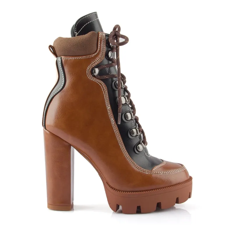 Fashion Platform Ankle Boots Women 12cm Thick Heel Platform