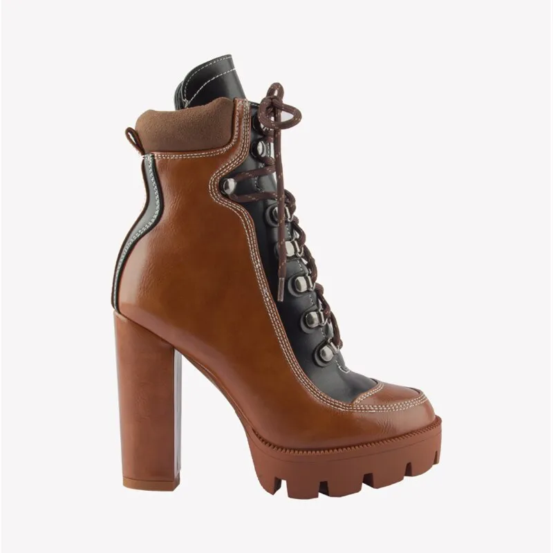 Fashion Platform Ankle Boots Women 12cm Thick Heel Platform