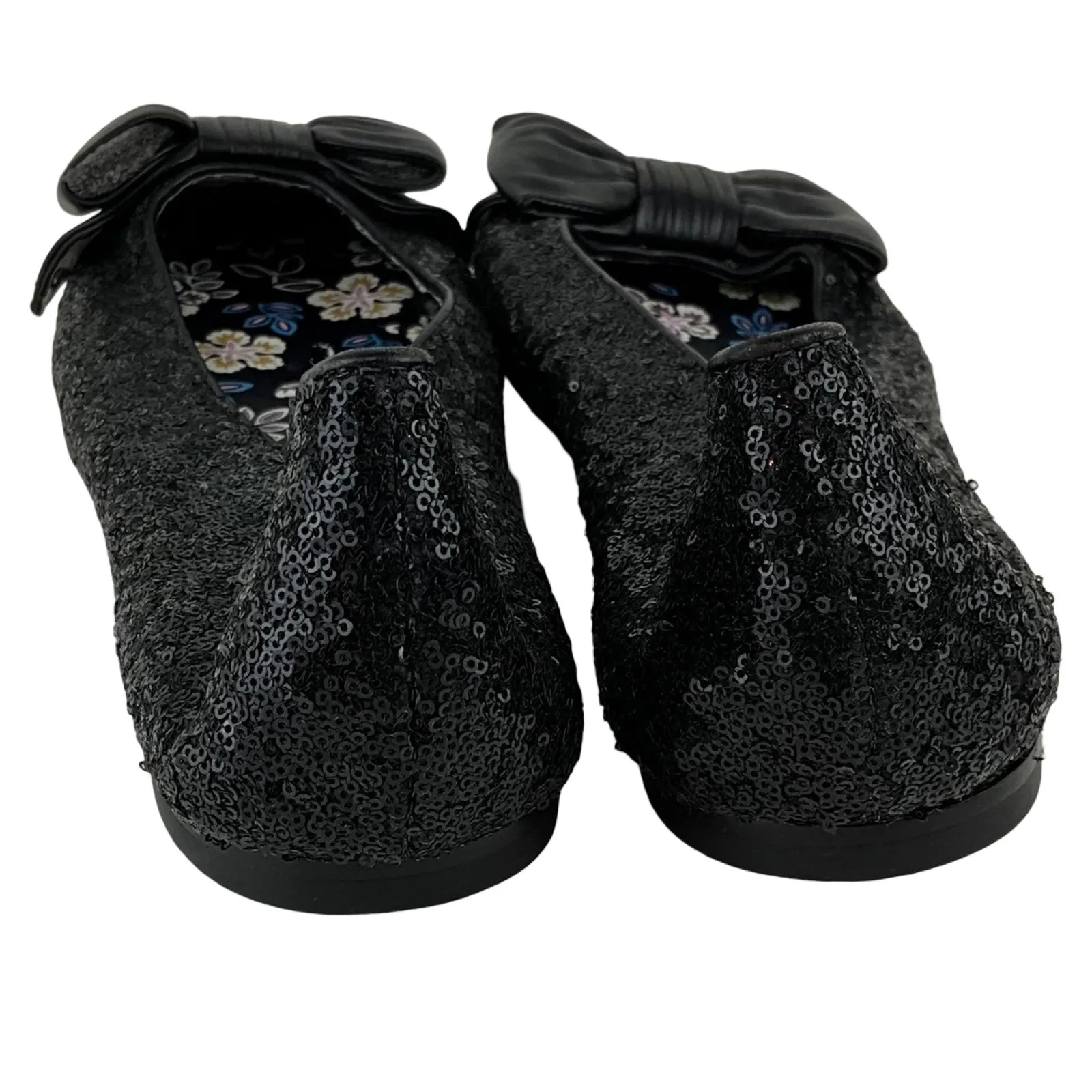 French Connection Women's Shoes Flat Pump Leather & Sequins Black Color Sz 9M
