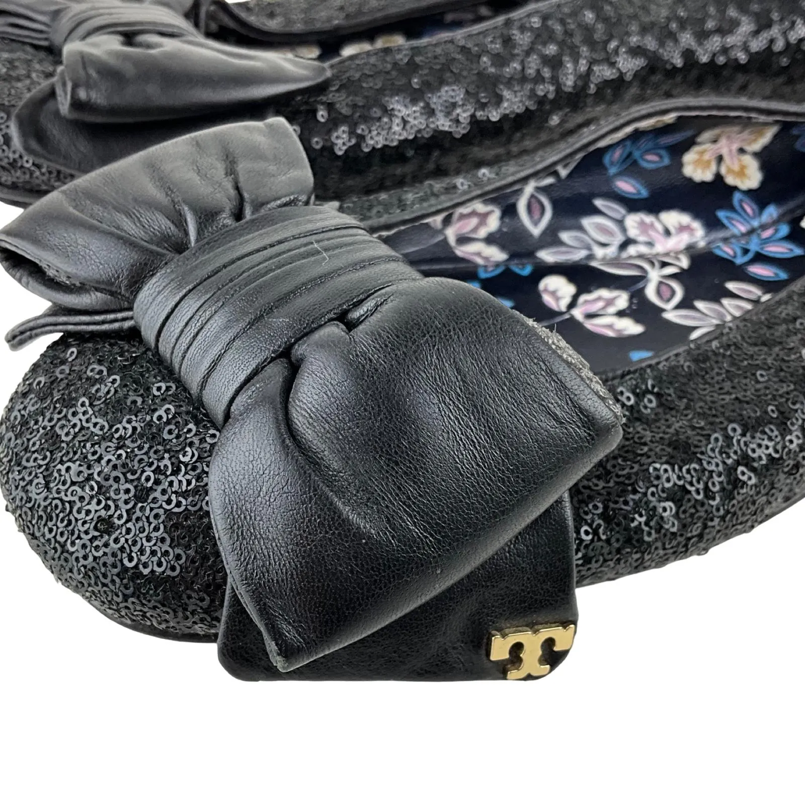 French Connection Women's Shoes Flat Pump Leather & Sequins Black Color Sz 9M