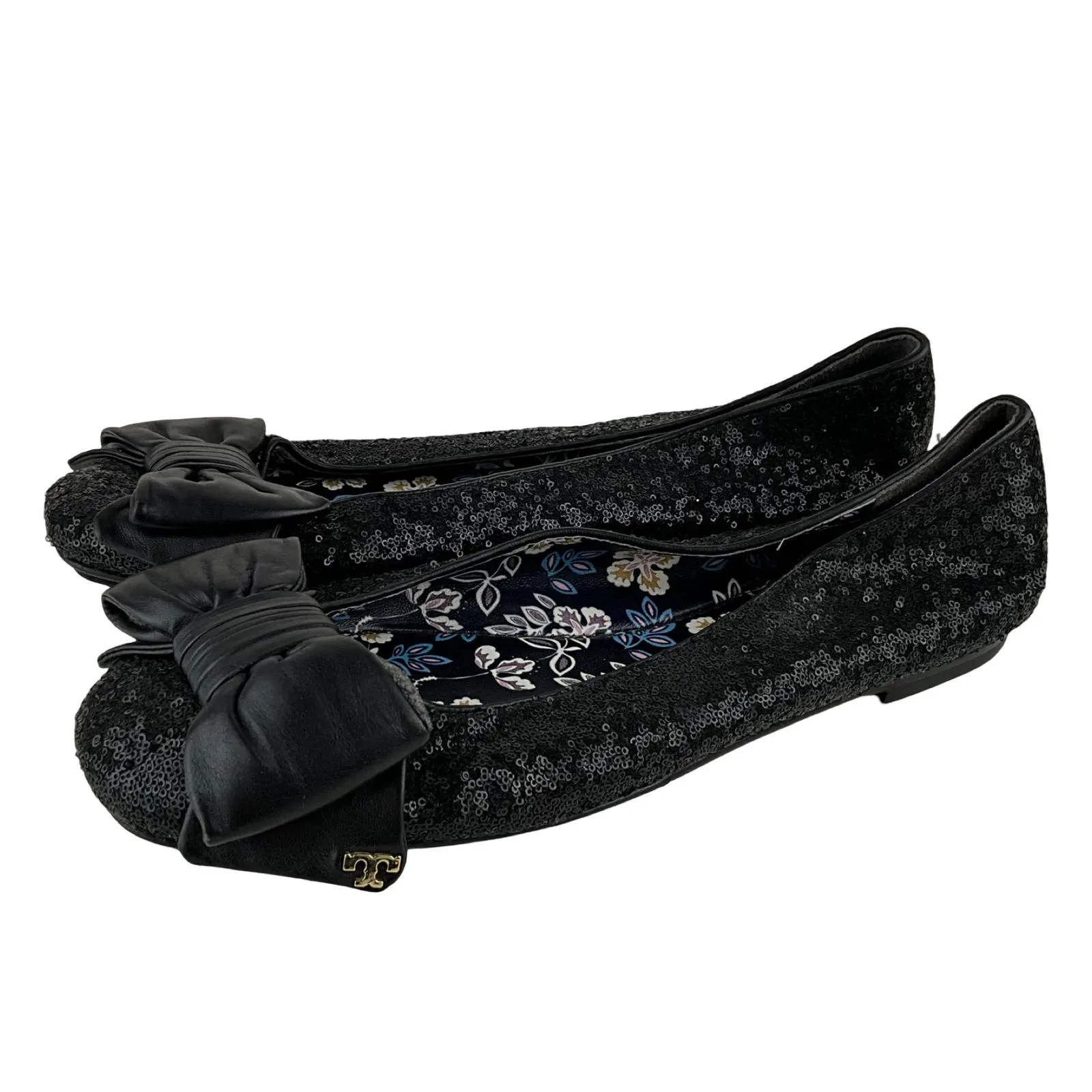French Connection Women's Shoes Flat Pump Leather & Sequins Black Color Sz 9M