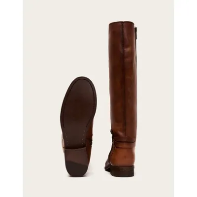 Frye Women Melissa Belted Tall Light Cognac Riding Boots 3470568-LTC