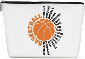 Funny Basketball Gifts Basketball Accessories Stuff Makeup Bag, Basketball Lover Gifts Cosmetic Bag for Women Girls Sport Team Players Coach Teacher Teen Birthday Christmas Appreciation Gifts