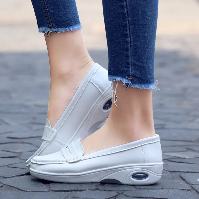 Genuine Leather Casual Wedges