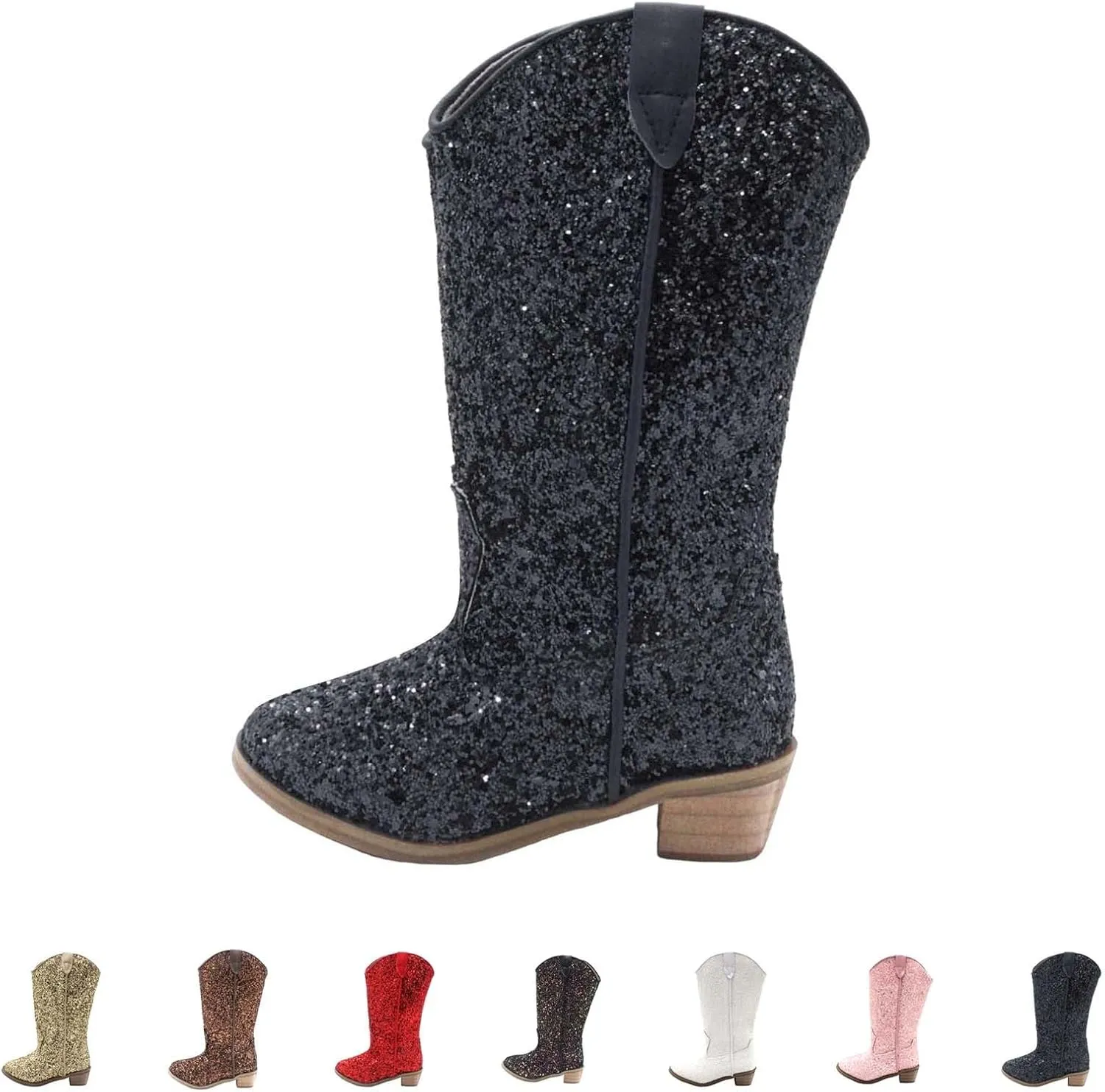 Girls Cowboy Western Boots Knee Length Sequins Fashion Riding Shoes Kids Mid Calf Low Heel Long Boots 2024 Trendy