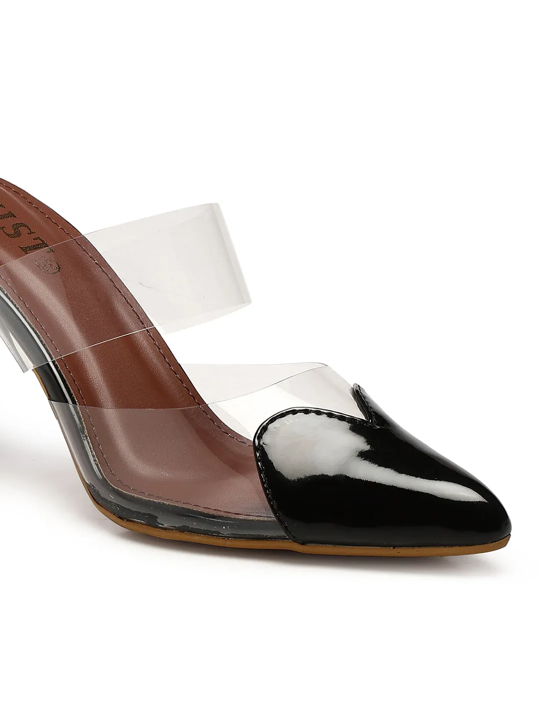 GNIST Love heart Transparent Black Heels