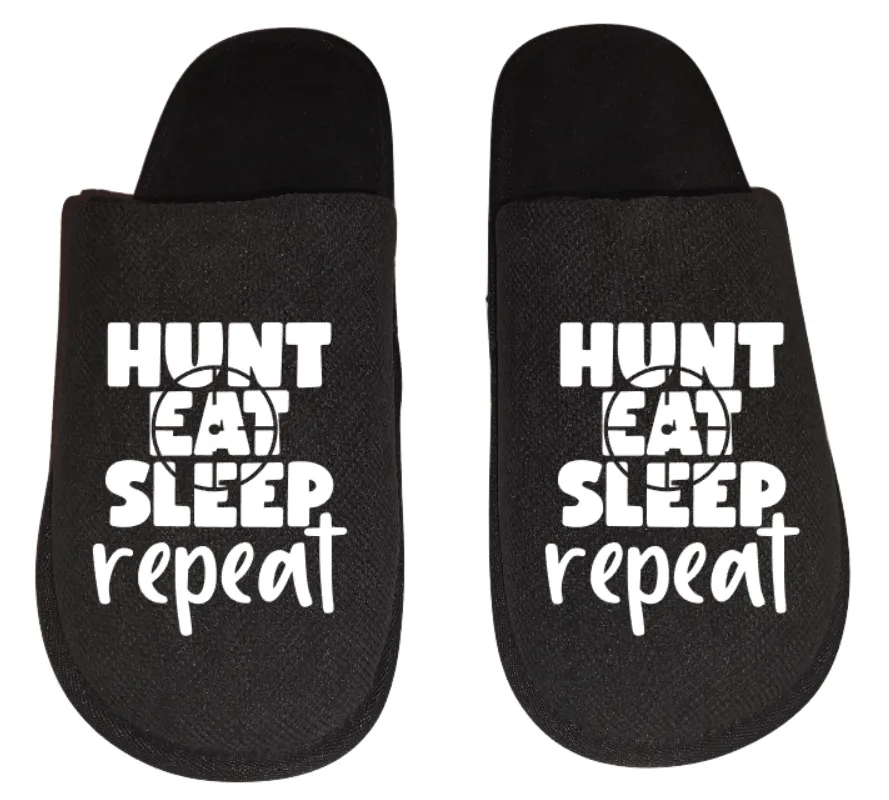 Hunt eat sleep repeat Men's hunting Slippers House Shoes slides father dad husband gift