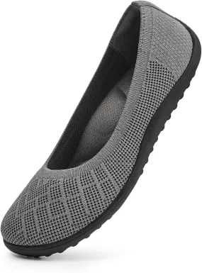 KBZone Womens Flat Shoes Round Toe Knit Ballet Flat Comfort Dressy Flat Walking Shoes