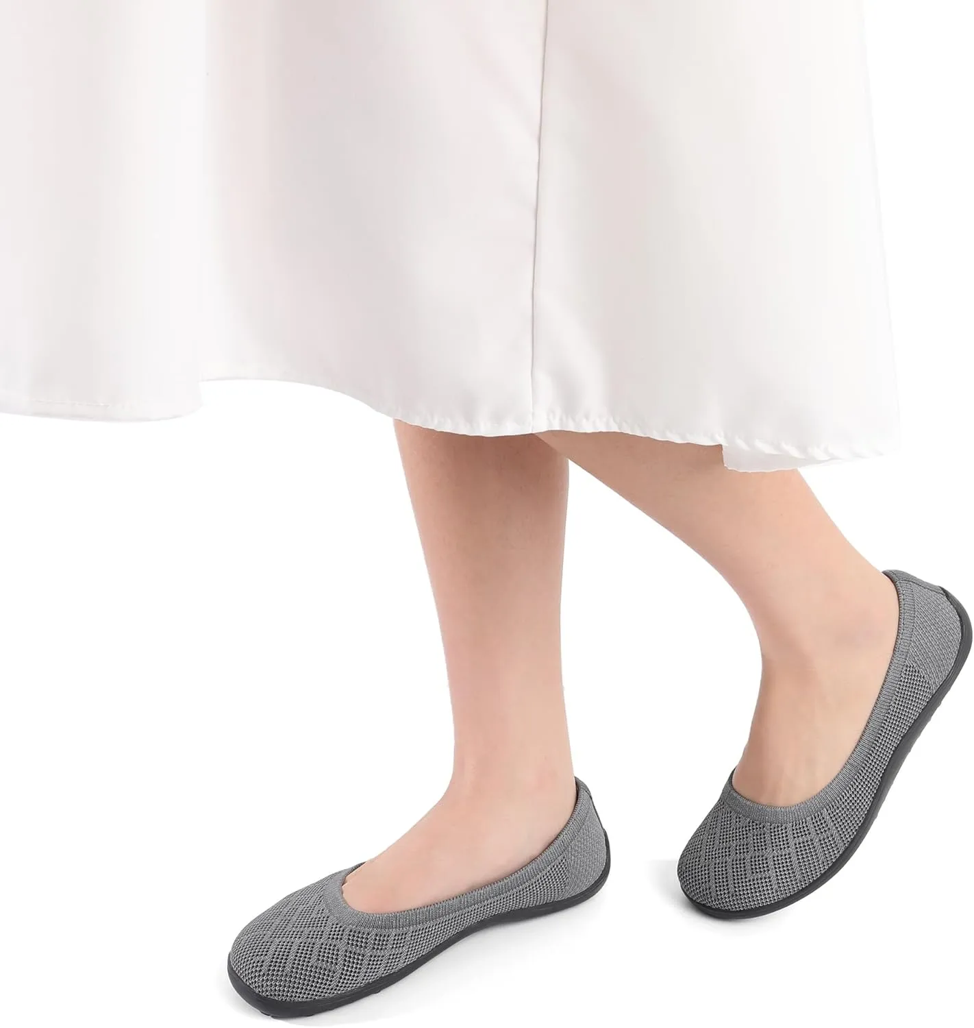 KBZone Womens Flat Shoes Round Toe Knit Ballet Flat Comfort Dressy Flat Walking Shoes
