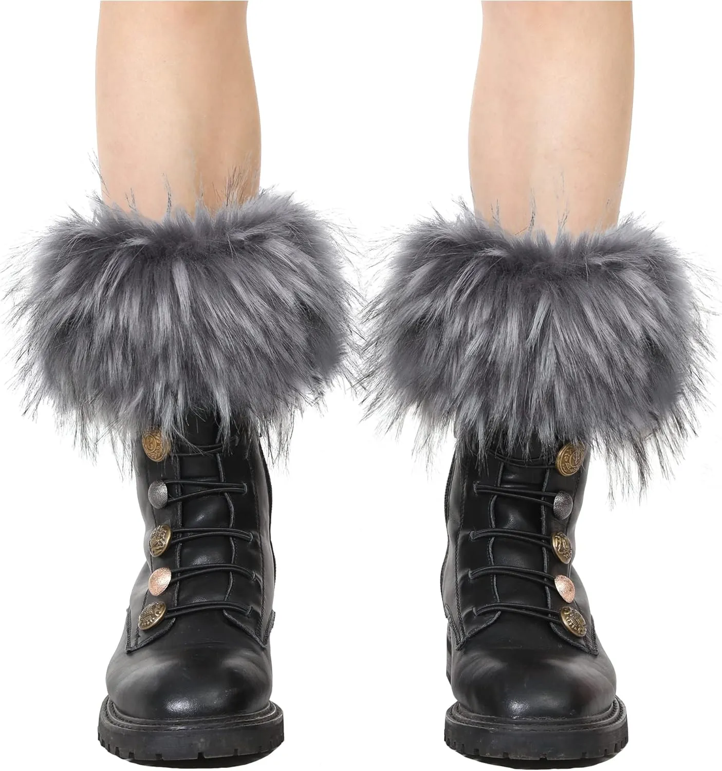 LA CARRIE Women Faux Fur Plush Leg Warmers Short Furry Fuzzy Leg Cuffs Girls Winter Knitted Boot