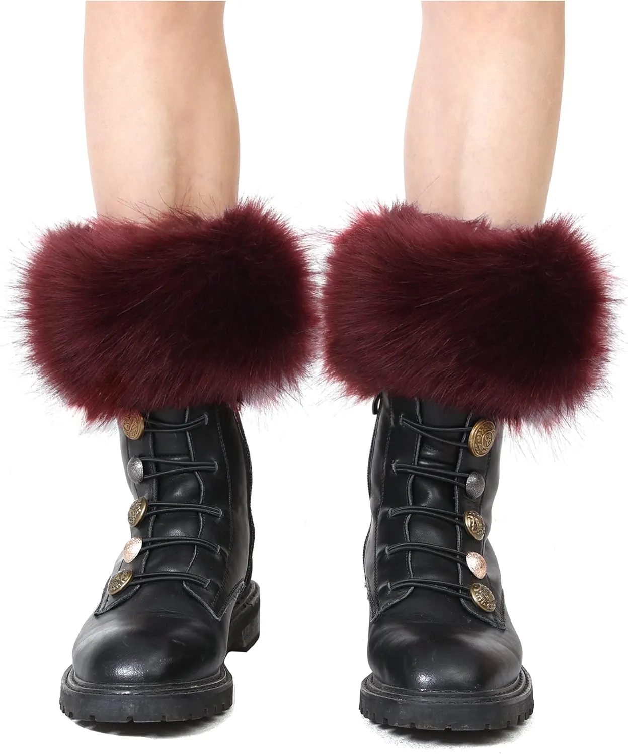 LA CARRIE Women Faux Fur Plush Leg Warmers Short Furry Fuzzy Leg Cuffs Girls Winter Knitted Boot