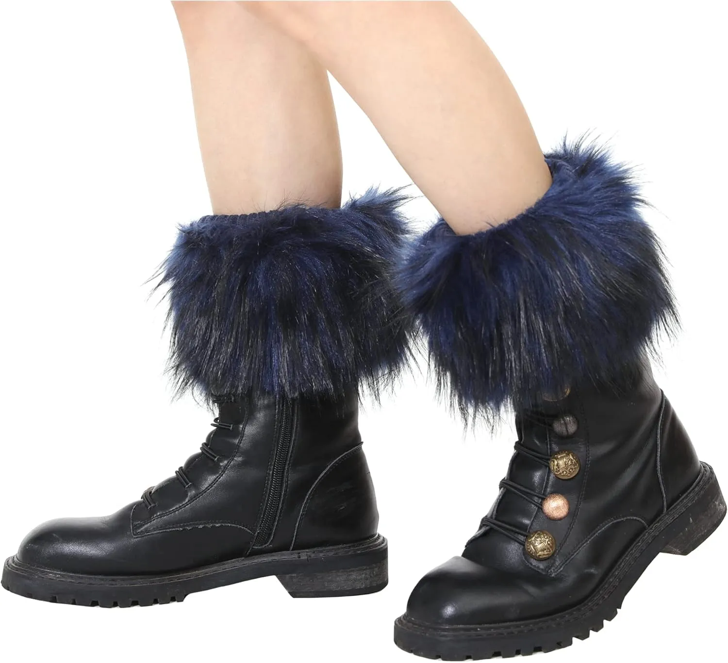 LA CARRIE Women Faux Fur Plush Leg Warmers Short Furry Fuzzy Leg Cuffs Girls Winter Knitted Boot