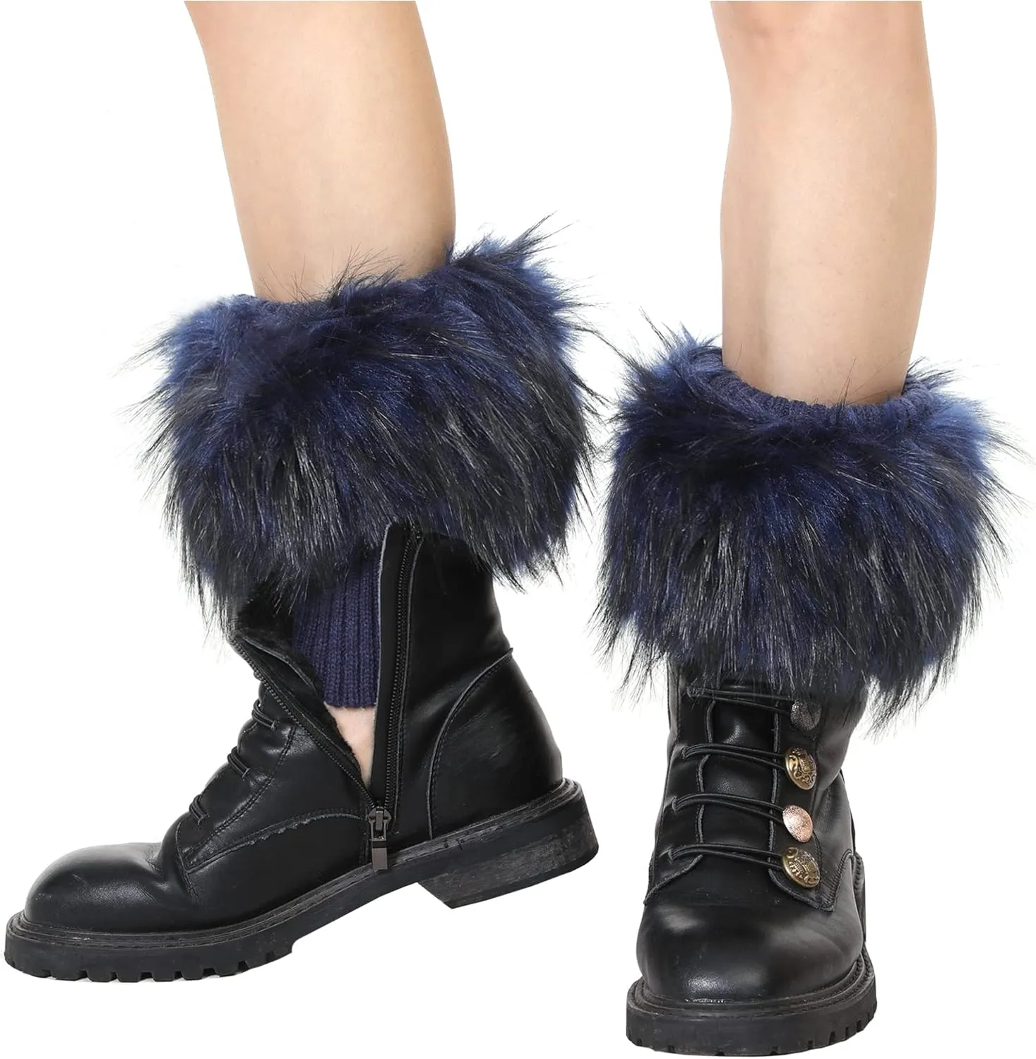 LA CARRIE Women Faux Fur Plush Leg Warmers Short Furry Fuzzy Leg Cuffs Girls Winter Knitted Boot