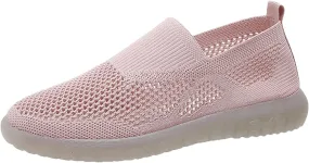 Ladies Fashion Solid Color Mesh Breathable Comfortable Flat Casual Shoes Casual Shoes for Men Suede (7) Pink