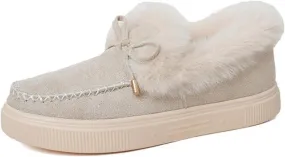 Ladmiple Boots For Women Ankle Booties Winter Snow Boots with Fur Lined Warm Slip On Comfortable Outdoor Walking Shoes