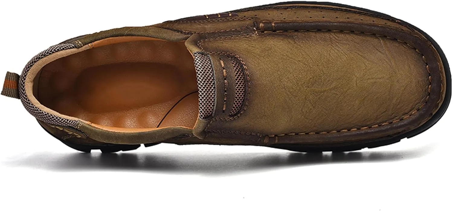 Men's Casual Sports Walking Shoes Cowhide Waterproof Outdoor Casual Shoes Breathable Leather Lightweight Loafers Classic Men's Casual Leather Shoes