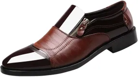 Mens Classic Leather Shoes Classical Style Men's Breathable Hollow Business Casual Pointed Shoes Leather Cap
