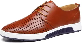 Men's Comfortable Casual Formal Oxford Shoes Business Formal Lace-up Casual Leather Shoes Fashionable Simple Style Casual Shoes
