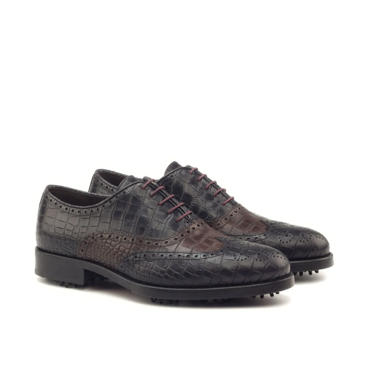 Men's Full Brogue Golf Leather Shoes Wide Plus Size Black Brown 2894