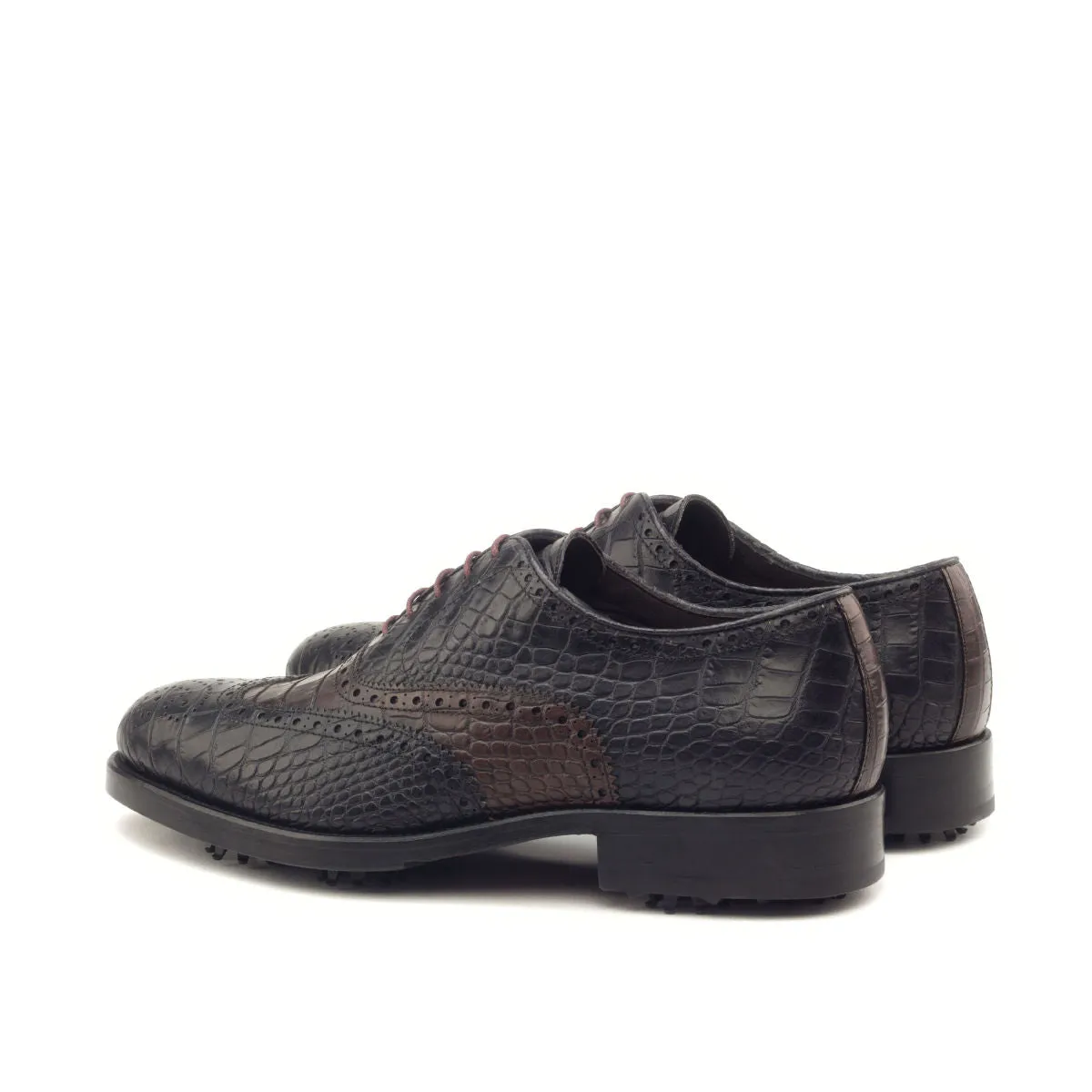Men's Full Brogue Golf Leather Shoes Wide Plus Size Black Brown 2894