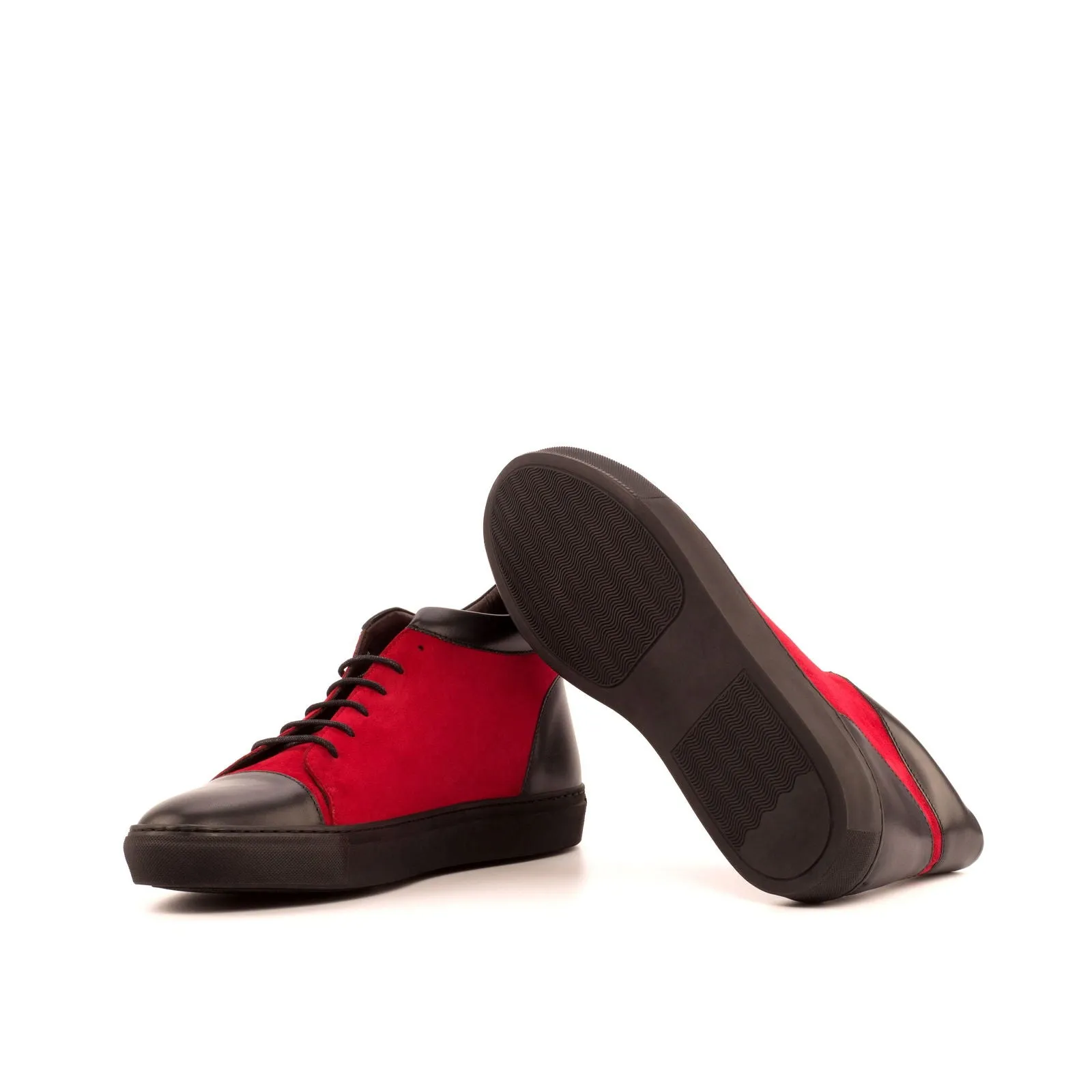 Men's High Top Leather Sneakers Wide Plus Size Red 4014