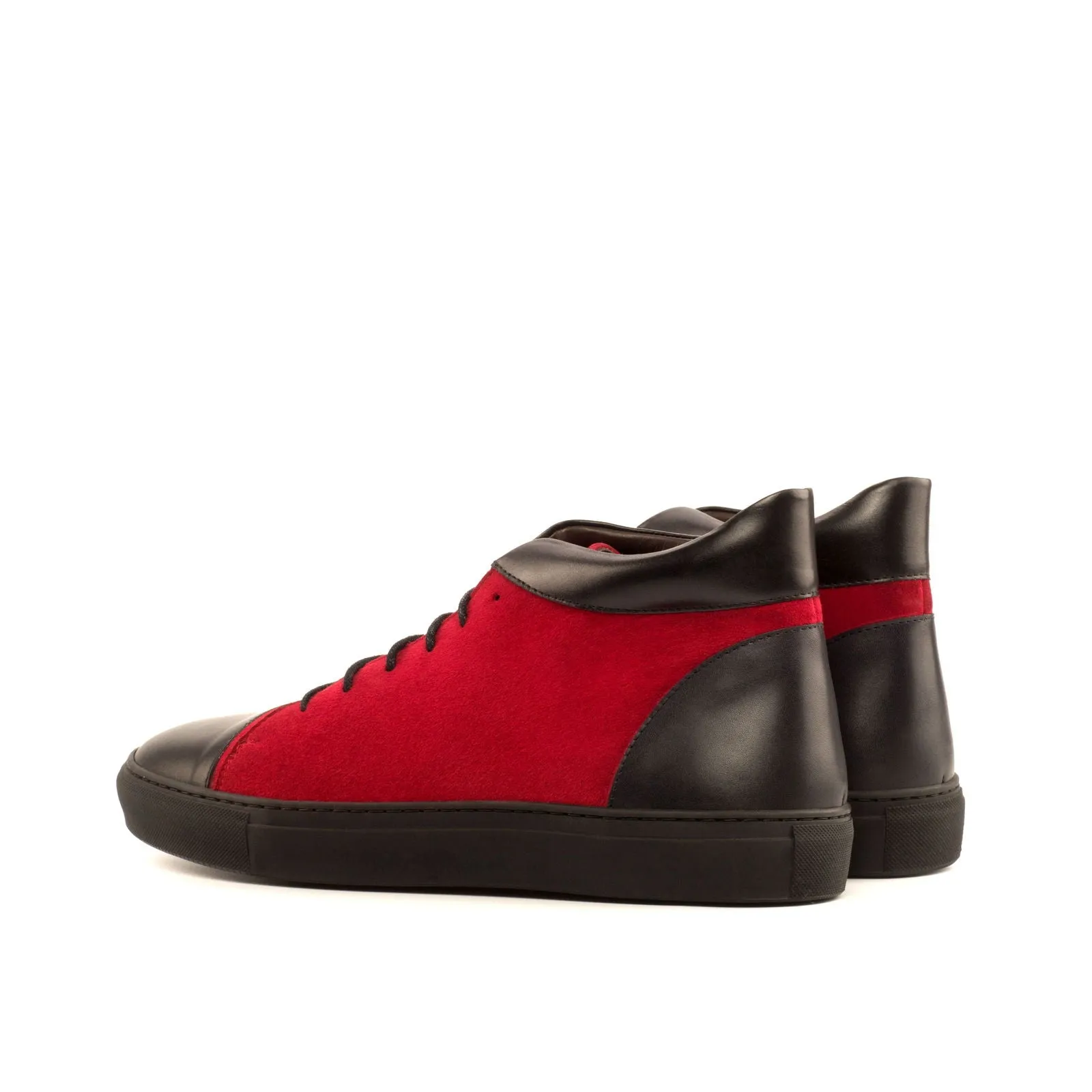 Men's High Top Leather Sneakers Wide Plus Size Red 4014