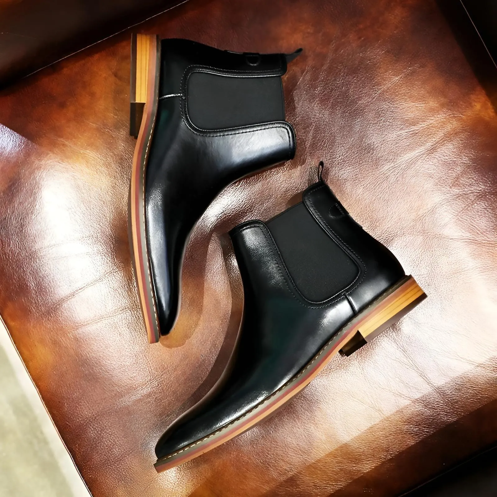 Men's Italian Chelsea Boots Work Shoes Genuine Cow Leather Boot Shoes For Formal Dress Wedding Business Party New