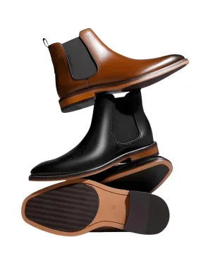 Men's Italian Chelsea Boots Work Shoes Genuine Cow Leather Boot Shoes For Formal Dress Wedding Business Party New