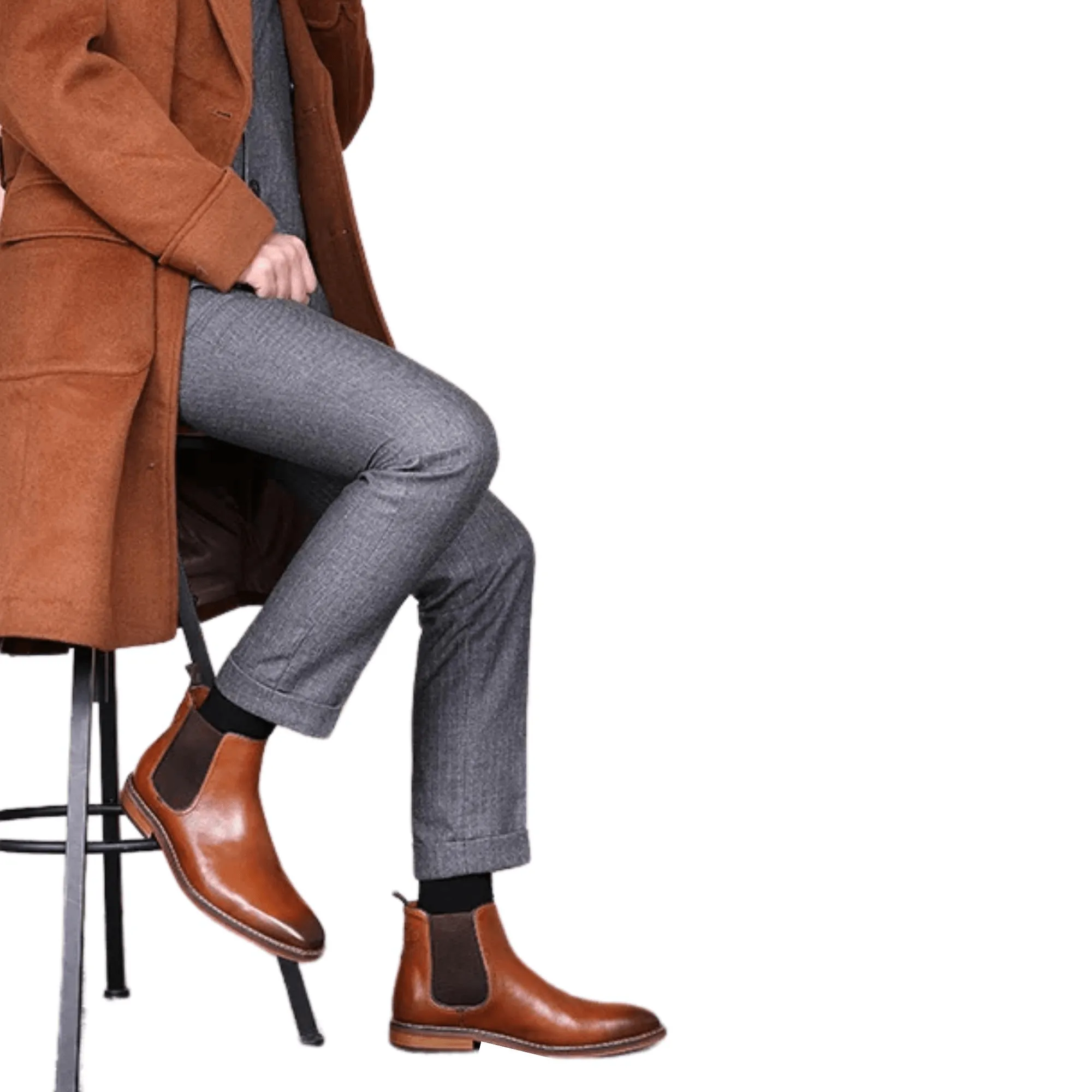 Men's Italian Chelsea Boots Work Shoes Genuine Cow Leather Boot Shoes For Formal Dress Wedding Business Party New