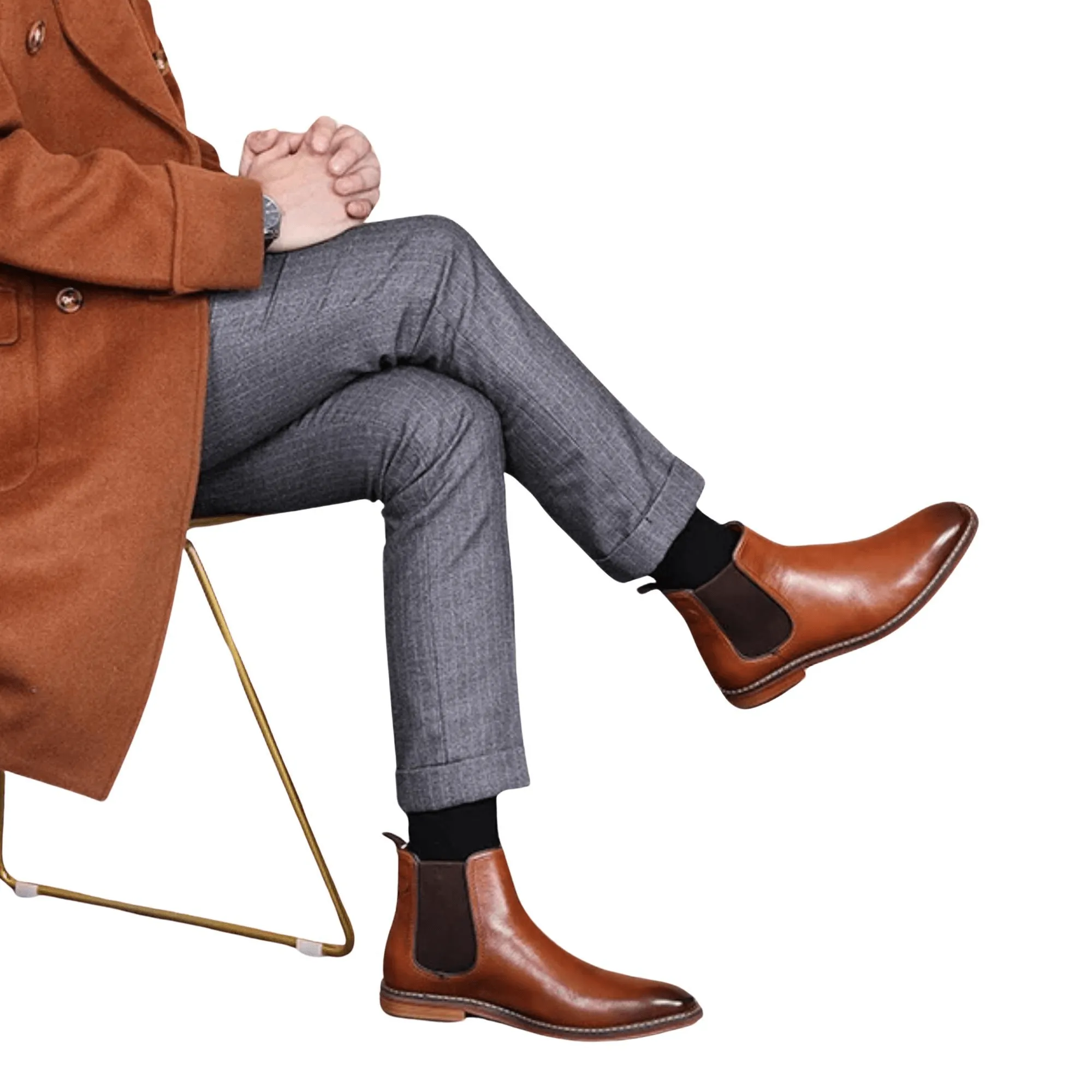 Men's Italian Chelsea Boots Work Shoes Genuine Cow Leather Boot Shoes For Formal Dress Wedding Business Party New