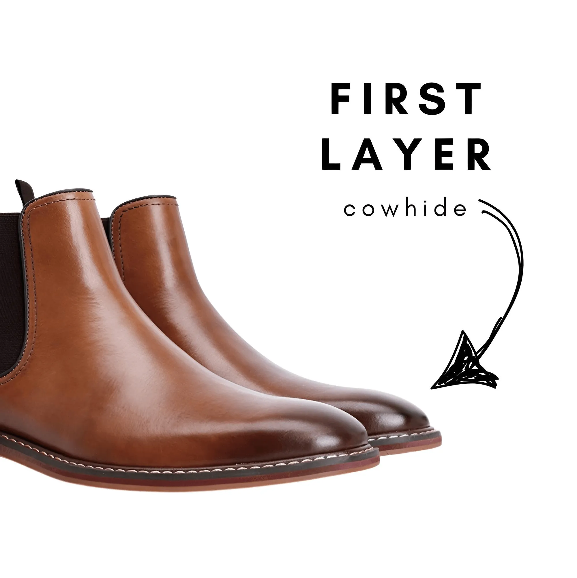Men's Italian Chelsea Boots Work Shoes Genuine Cow Leather Boot Shoes For Formal Dress Wedding Business Party New
