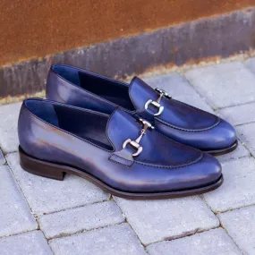 Men's Loafer Leather Shoes Wide Plus Size Blue 4958