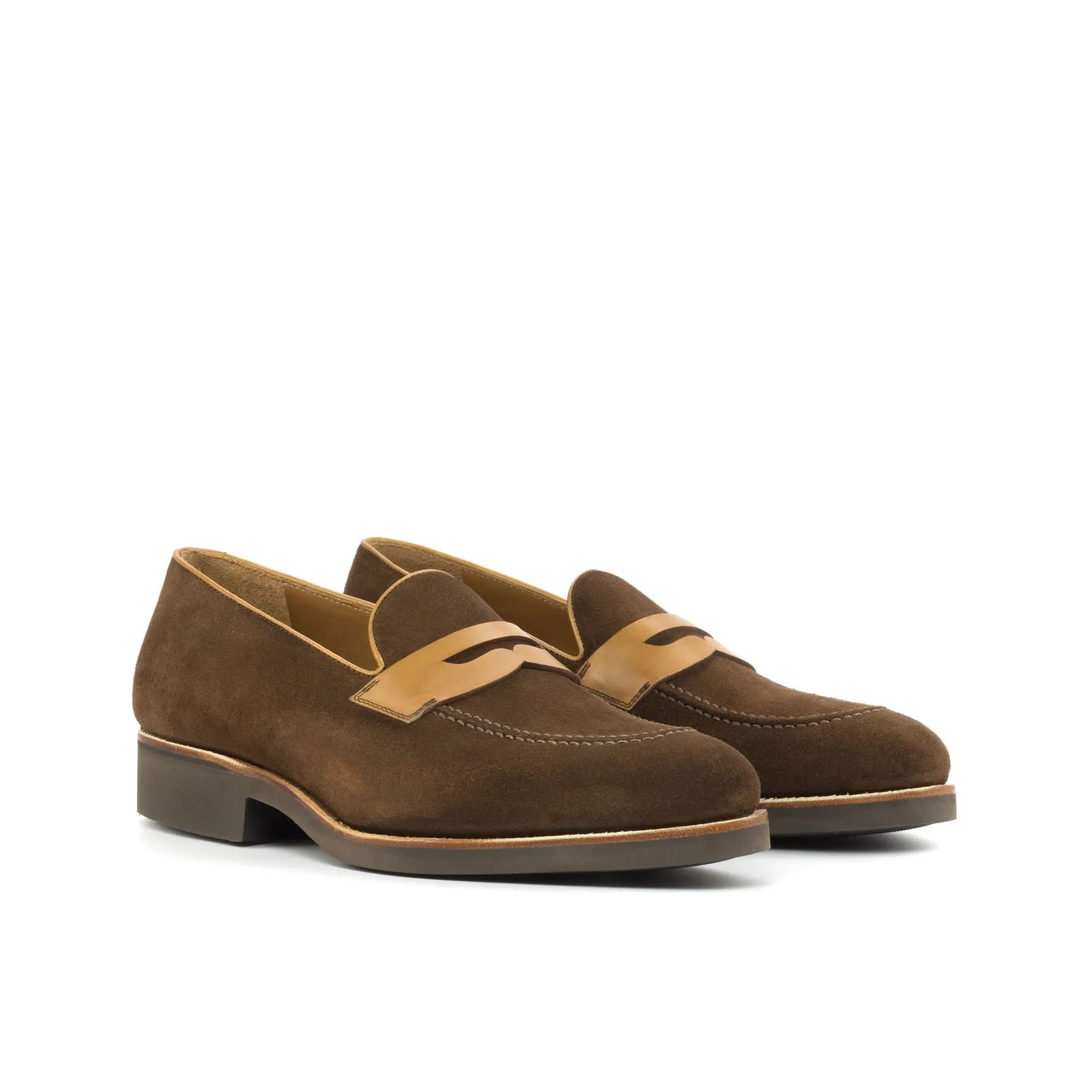 Men's Loafer Leather Shoes Wide Plus Size Brown 4967