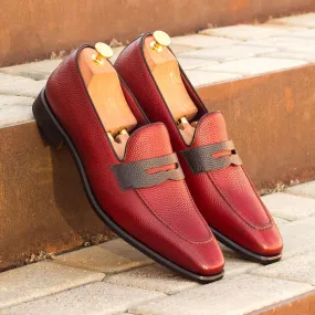 Men's Loafer Leather Shoes Wide Plus Size Red Black 3423